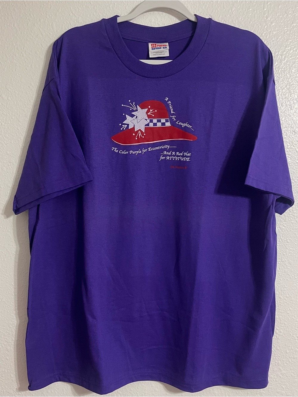 Hanes Red Hat Society  Purple Heavyweight 50/50 Tee